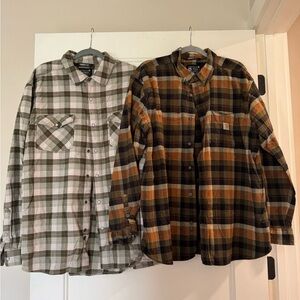 Carhartt Lot of 2 Flannel Plaid Button-Up Shirts